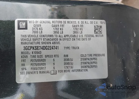 2013 Chevrolet Silverado 1500 Lt from USA, damaged, VIN 3GCPKSE74DG224741